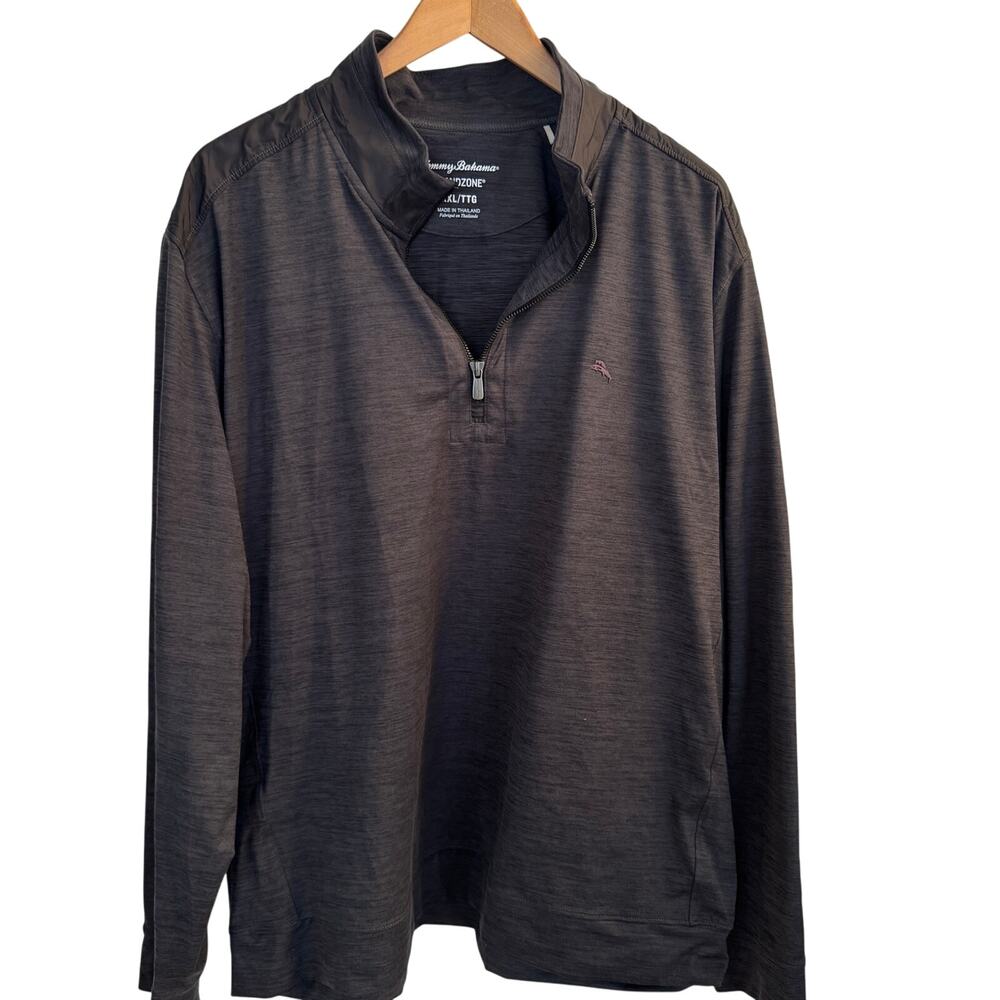 Tommy Bahama‎ Jacket Men's Gray 1/4 Zip Long Sleeve Island Zone Sz XXL